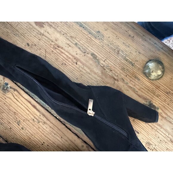 Bamboo Womens Black Above the Knee‎ Boots 7 suede zipper lace closure high boots - Picture 6 of 8